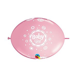 Balão de Festa Látex Liso Q-Link - Baby Girl! Rosa - 12" 30cm - 50 unidades - Qualatex Outlet - Rizzo