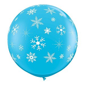 Balão de Festa Látex Liso - Flocos de Neve Azul - 3' 90cm - 2 unidades - Qualatex Outlet - Rizzo