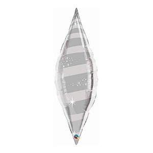 Balão de Festa Microfoil 38" 96cm - Taper Espiral Prata - 1 unidade - Qualatex Outlet - Rizzo