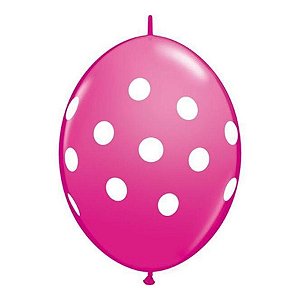Balão de Festa Látex Liso Q-Link - Pontos Dots Cereja - 12" 30cm - 50 unidades - Qualatex Outlet - Rizzo