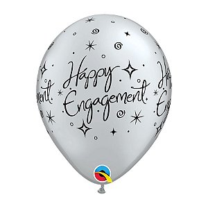 Balão de Festa Látex Liso Decorado - Engagement! Brilhos - 11" 27cm - 6 unidades - Qualatex Outlet - Rizzo
