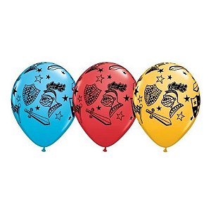 Balão de Festa Látex Liso Decorado - Cavaleiro e Armadura Sortido - 11" 27cm - 50 unidades - Qualatex Outlet - Rizzo