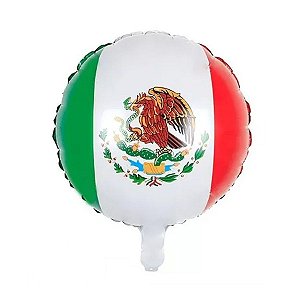 Balão de Festa Microfoil 18" 45cm - Redondo Bandeira Mexicana - 1 unidade - Qualatex Outlet - Rizzo