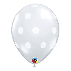 Balão de Festa Látex Liso Decorado - Pontos Polka Transparente - 5" 12cm - 100 unidades - Qualatex Outlet - Rizzo