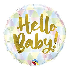 Balão de Festa Microfoil 18" 45cm - Redondo Hello Baby! - 1 unidade - Qualatex Outlet - Rizzo