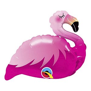 Balão de Festa Microfoil 14" 35cm - Mini Flamingo Rosa - 1 unidade - Qualatex Outlet - Rizzo