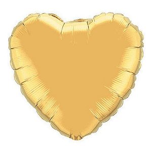 Balão de Festa Microfoil 9" 22cm - Coração Ouro Metalizado - 1 unidade - Qualatex Outlet - Rizzo