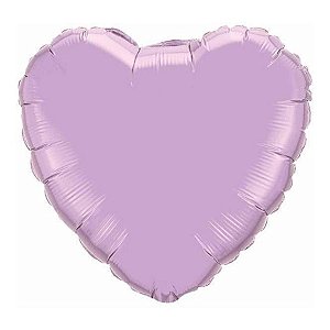 Balão de Festa Microfoil 9" 22cm - Coração Pérola Lavanda Metalizado - 1 unidade - Qualatex Outlet - Rizzo