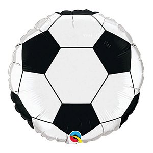 Balão de Festa Microfoil 9" 22cm - Redondo Bola de Futebol - 1 unidade - Qualatex Outlet - Rizzo