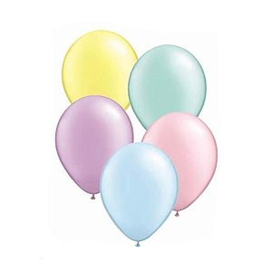 Balão de Festa Látex Liso - Pérola Pastel Sortido - 5" 12cm - 100 unidades - Qualatex Outlet - Rizzo