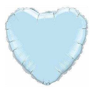 Balão de Festa Metalizado 18" 45cm - Coração Azul Claro - 1 unidade - Qualatex Outlet - Rizzo