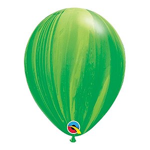 Balão de Festa Látex Liso Decorado - Arco-Íris Verde Superagate  - 11" 27cm - 25 unidades - Qualatex Outlet - Rizzo