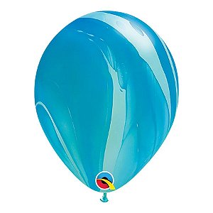 Balão de Festa Látex Liso Decorado - Arco-Íris Azul Superagate - 11" 27cm - 25 unidades - Qualatex Outlet - Rizzo