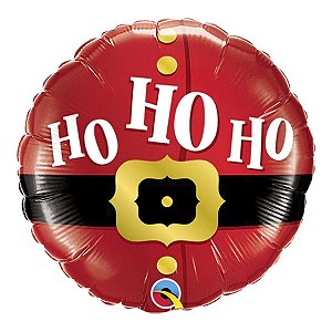 Balão de Festa Microfoil 9" 22cm - Redondo HoHoHo! Cinto do Papai Noel - 1 unidade - Qualatex Outlet - Rizzo