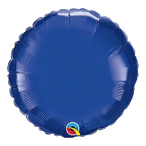 Balão de Festa Microfoil 18" 45cm - Redondo Azul Escuro Metalizado - 1 unidade - Qualatex Outlet - Rizzo
