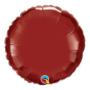 Balão de Festa Microfoil 18" 45cm - Redondo Vermelho Borgonha Metalizado - 1 unidade - Qualatex Outlet - Rizzo