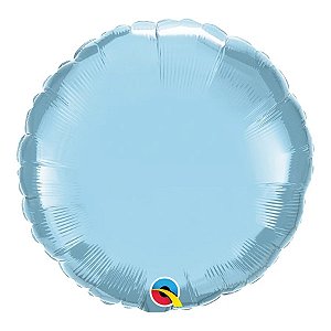 Balão de Festa Microfoil 18" 45cm - Redondo Azul Claro Perolado Metalizado - 1 unidade - Qualatex Outlet - Rizzo