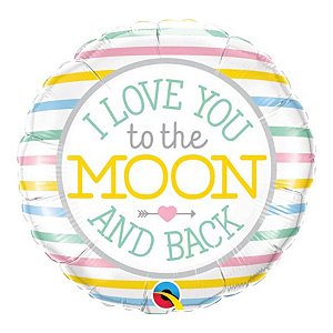 Balão de Festa Microfoil 18" 45cm - Redondo I Love To The Moon, And Back - 1 unidade - Qualatex Outlet - Rizzo