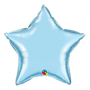 Balão de Festa Microfoil 20" 50cm - Estrela Azul Claro Metalizado - 1 unidade - Qualatex Outlet - Rizzo