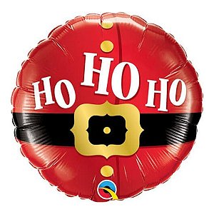 Balão de Festa Microfoil 18" 45cm - Redondo HoHoHo! Cinto do Papai Noel - 1 unidade - Qualatex Outlet - Rizzo