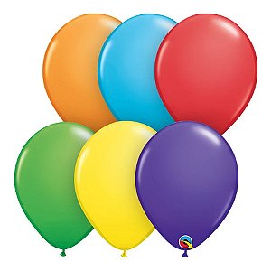 Balão de Festa Látex Liso Decorado - Arco-Íris Sortidos - 5" 12cm - 100 unidades - Qualatex Outlet - Rizzo