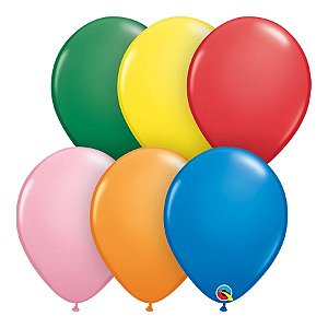 Balão de Festa Látex Liso - Padrão Sortido - 11" 27cm - 100 unidades - Qualatex Outlet - Rizzo
