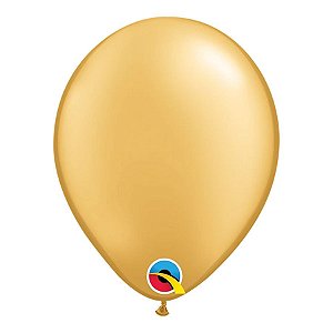 Balão de Festa Látex Liso - Ouro - 9" 22cm - 100 unidades - Qualatex Outlet - Rizzo