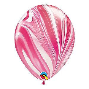 Balão de Festa Látex Liso Decorado - Superagate Vermelho/Branco - 11" 27cm - 25 unidades - Qualatex Outlet - Rizzo