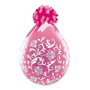 Balão de Festa Látex Liso Decorado - Estampa Damasco Transparente - 18" 46cm - 25 unidades - Qualatex Outlet - Rizzo