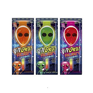 Pirulito Neon Dip Loko Alien - Sortido - 1 unidade - Rizzo