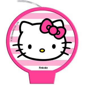 Vela Plana Adesivada - Hello Kitty - 1 unidade - Festcolor - Rizzo