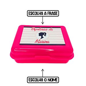 Caixinha Lembrancinha Plástica Silhueta Boneca c/ Nome - Pink - 1 unidade - Rizzo