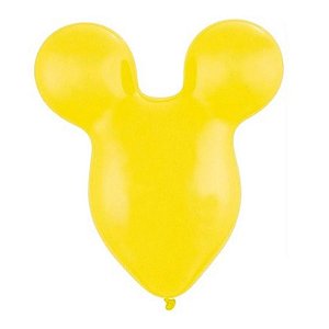 Balão de Festa Látex Liso  - Cabeça de Rato Amarelo - 16" 40cm - 6 unidades - Art Latex - Rizzo
