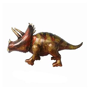 Balão de Festa Metalizado 46" 117cm - Dinossauro Triceratops 4D - 1 unidade - Rizzo
