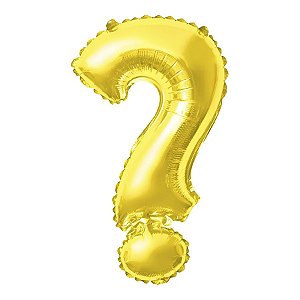 Balão de Festa Metalizado 16" 40cm - Interrogação Dourado - 1 unidade - Rizzo