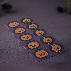 Adesivo Redondo - Abóbora de Halloween - 30 unidades - Cromus - Rizzo