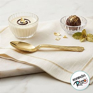 Colher de Plástico Sobremesa Metalizada Dourada - 3x14cm - 8 unidades - Artlille - Rizzo
