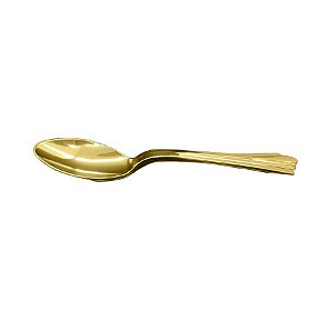 Colher de Plástico Sobremesa Metalizada Dourada - 3x14cm - 8 unidades - Artlille - Rizzo
