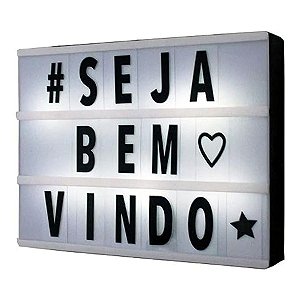 Luminária Led Light box Letreiro Preto - 20x15x4,5cm - 1 unidade - Artlille - Rizzo