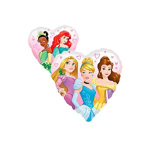 Balão de Festa Metalizado Coração 17" 43cm - Princesas Disney - 1 unidade - Cromus - Rizzo