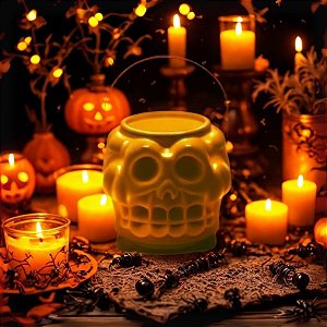 Baldinho de Halloween com Alça - Caveira - Amarela - 1 unidade - Rizzo