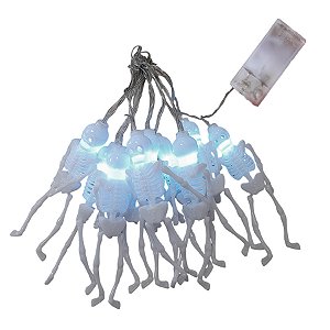 Cordão com Led Branco - Esqueleto de Halloween - 1,8 metros - 1 unidade - Rizzo