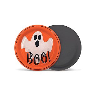 Prato de Papel Redondo - "Boo" Travessuras Halloween - 18cm - 8 unidades - Cromus - Rizzo