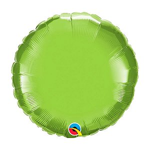 Balão de Festa Microfoil 18" 45cm - Redondo Verde Limão Metalizado - 1 unidade - Qualatex - Rizzo