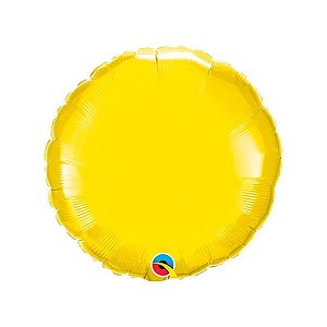 Balão de Festa Microfoil 18" 45cm - Redondo Amarelo Metalizado - 1 unidade - Qualatex - Rizzo