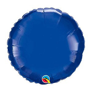 Balão de Festa Microfoil 18" 45cm - Redondo Azul Escuro Metalizado - 1 unidade - Qualatex - Rizzo