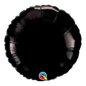Balão de Festa Microfoil 18" 45cm - Redondo Preto Ônix Metalizado - 1 unidade - Qualatex - Rizzo
