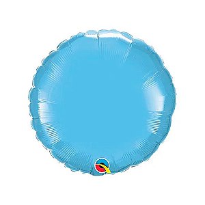 Balão de Festa Microfoil 18" 45cm - Redondo Azul Claro Metalizado - 1 unidade - Qualatex - Rizzo