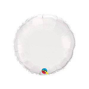 Balão de Festa Microfoil 18" 45cm - Redondo Branco Metalizado - 1 unidade - Qualatex - Rizzo