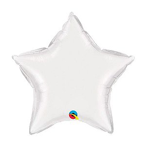 Balão de Festa Microfoil 20" 50cm - Estrela Branco Metalizado - 1 unidade - Qualatex - Rizzo